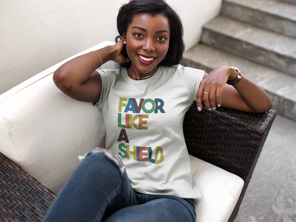 "Favor Like A Shield" - Women's Fashion Fit T-Shirt by Anvil