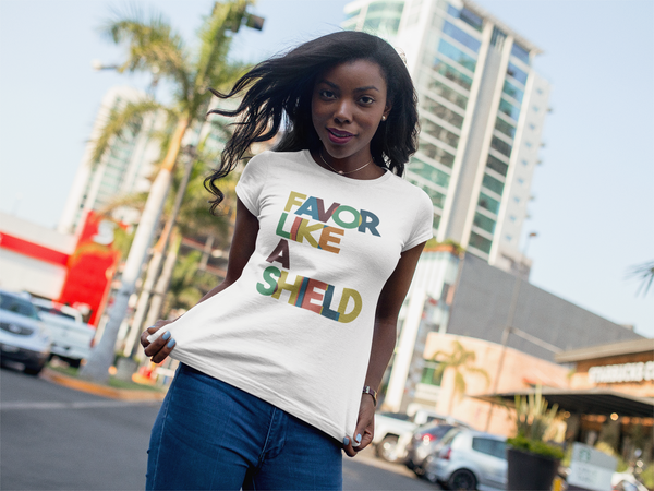 "Favor Like A Shield" - Women's Fashion Fit T-Shirt by Anvil